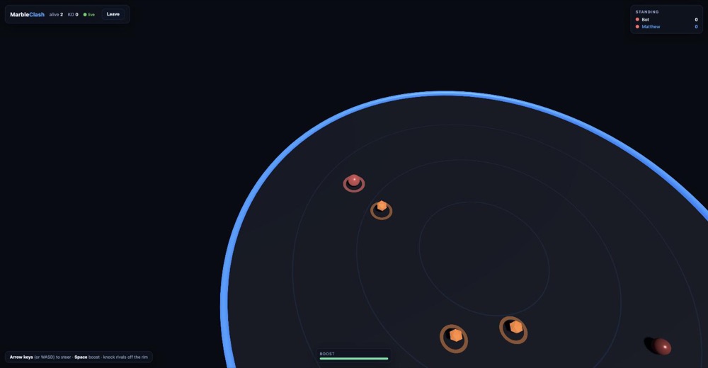 Marble Clash — a live OriginDB demo